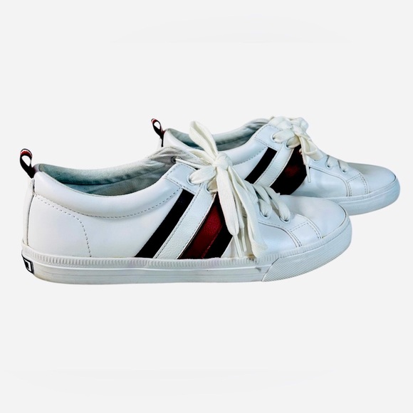 TOMMY HILFIGER Lireai Fashion Sneakers, Women’s, White & Striped, Size 9 Medium - Picture 1 of 7